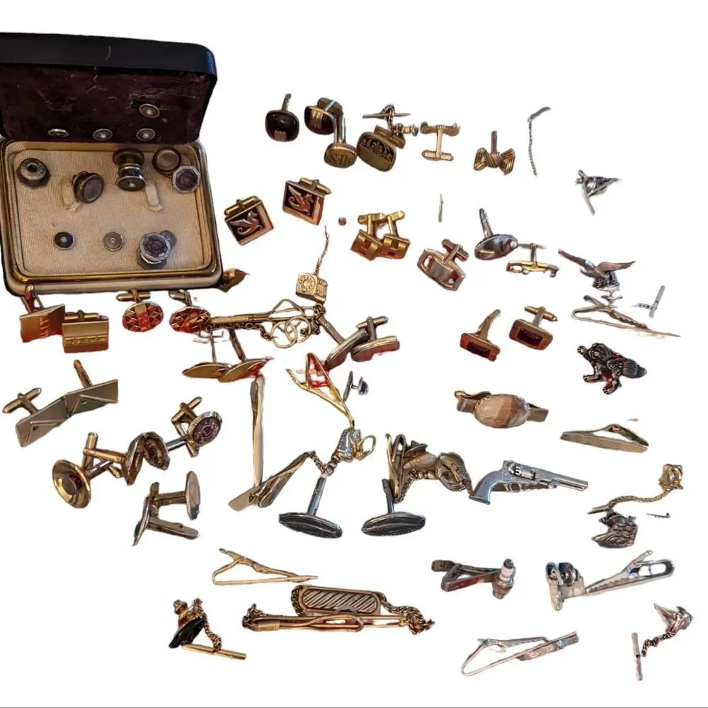 Collection of Vintage‎ Cufflinks Tie Clips and Dress Set for Men